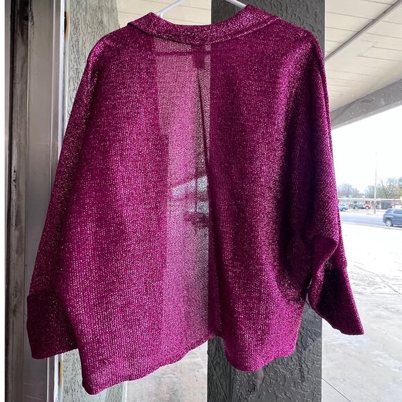 Vintage 1980's pink metallic shrug size M - Picture 6 of 6